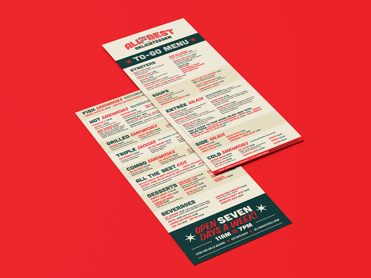 All The Best to-go menu design