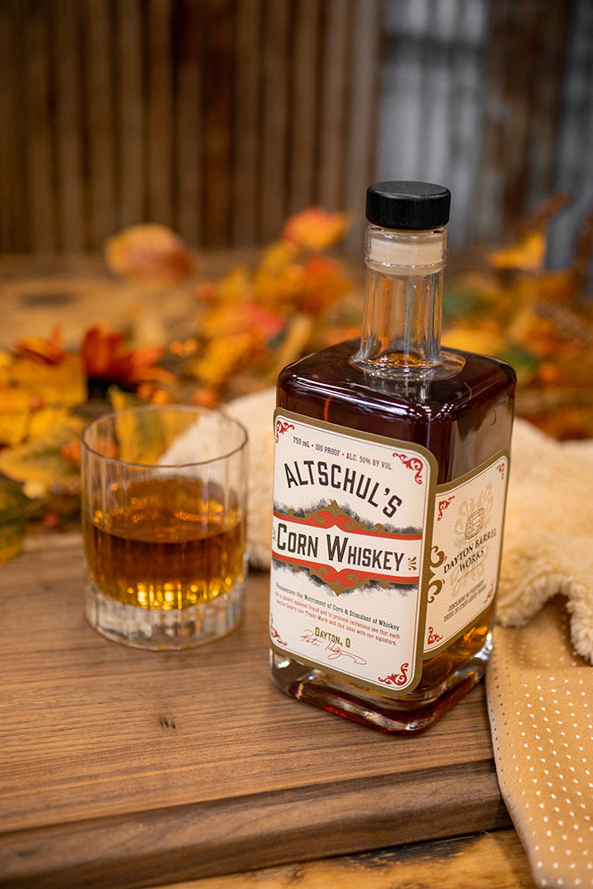 Dayton Barrel Company package design for Altschul's corn whiskey