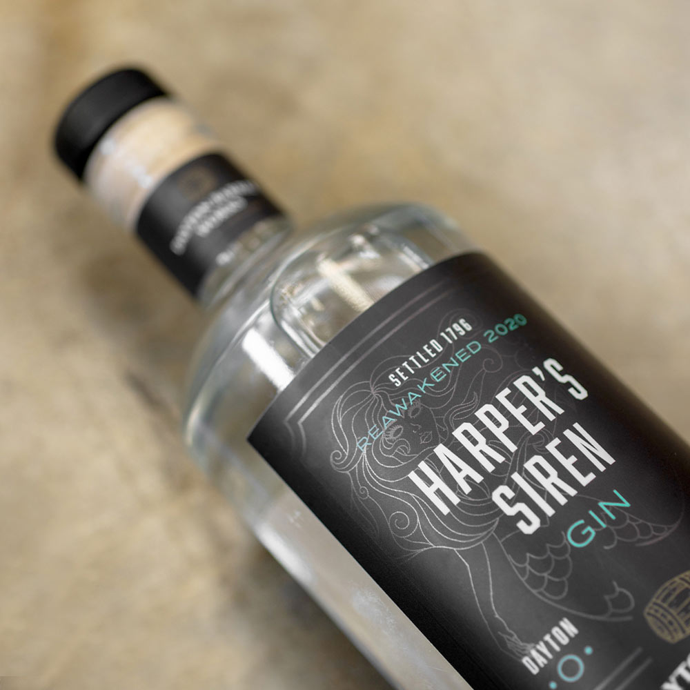 Dayton Barrel Company package design for Harper's Siren Gin