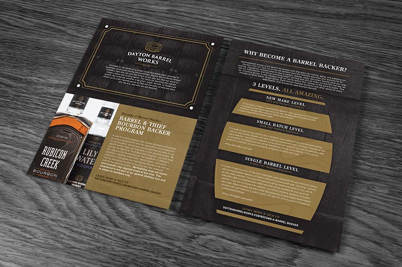 product sheet graphic design for Dayton Barrel Works