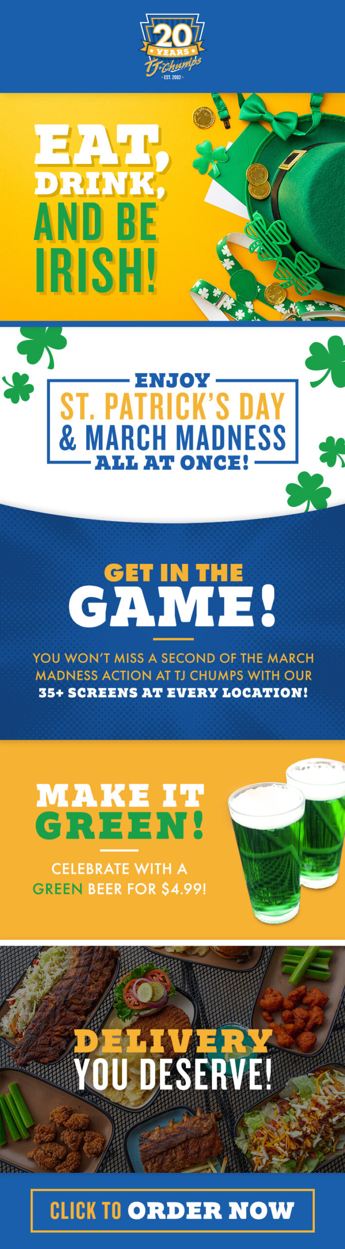 TJ Chumps restaurant email marketing