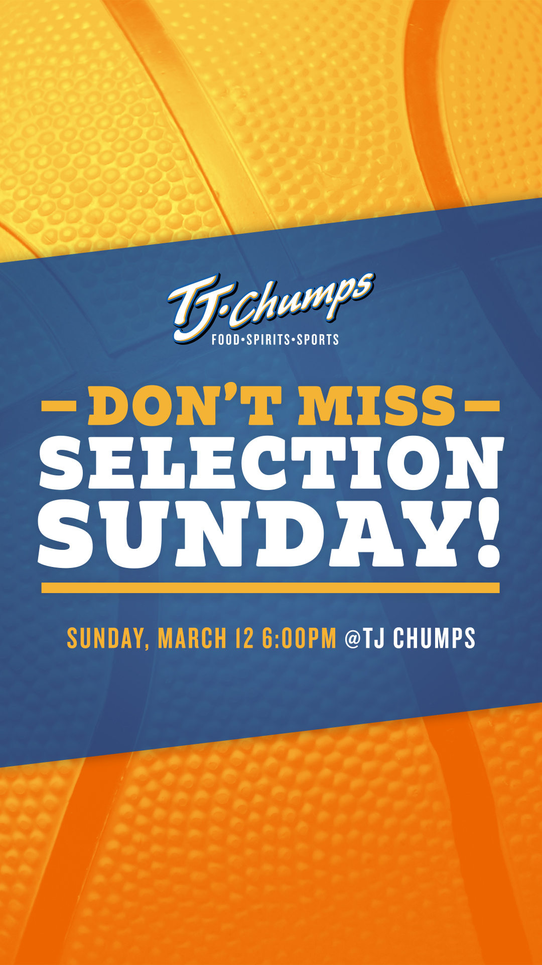 TJ Chumps restaurant Instagram reel graphic design